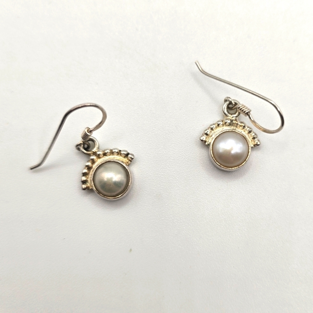 Natural Pearl Earrings 925 Sterling Silver Earrings Pearl Gemstone 25$